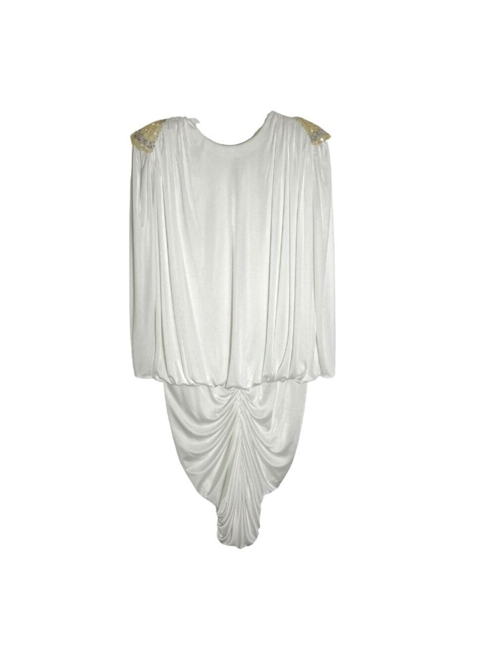 Vintage Susan Roselli for Vijack White Draped Sequin Dress M